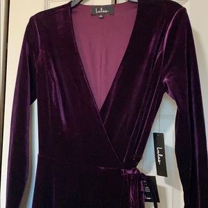 Lulus Plum purple Velvet wrap dress size small